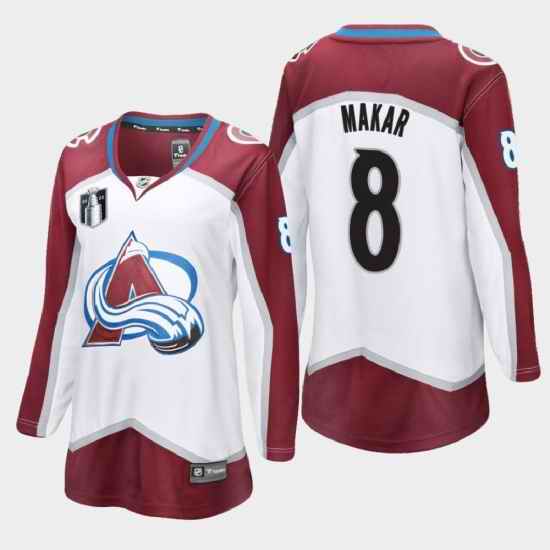Women Adidas Colorado Avalanche #8 Cale Makar White Stitched Stanley Cup NHL Jersey