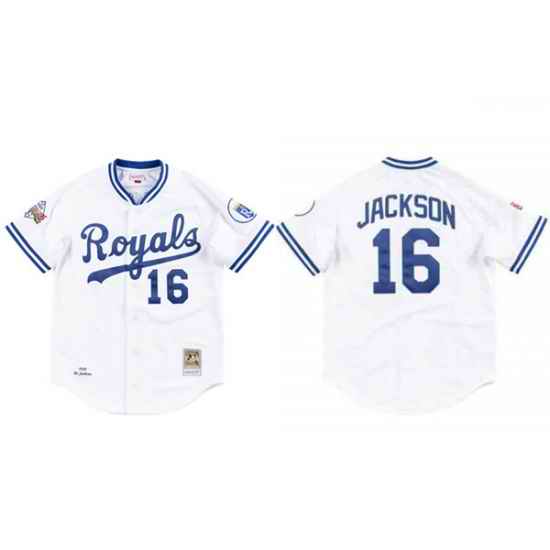 Men Kansas City Royals #16 Bo Jackson 1989 White Stitched Jerse
