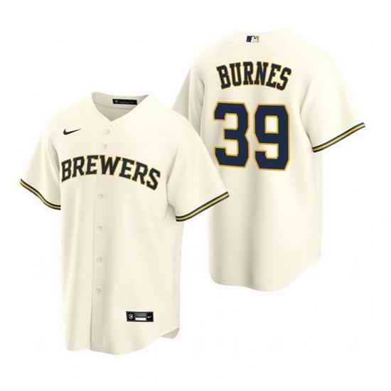 Men Milwaukee Brewers #39 Corbin Burnes Cream Cool Base Stitched jersey