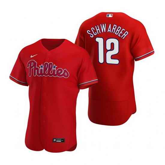 Men Philadelphia Phillies #12 Kyle Schwarber Red Flex Base Stitched Baseball jersey