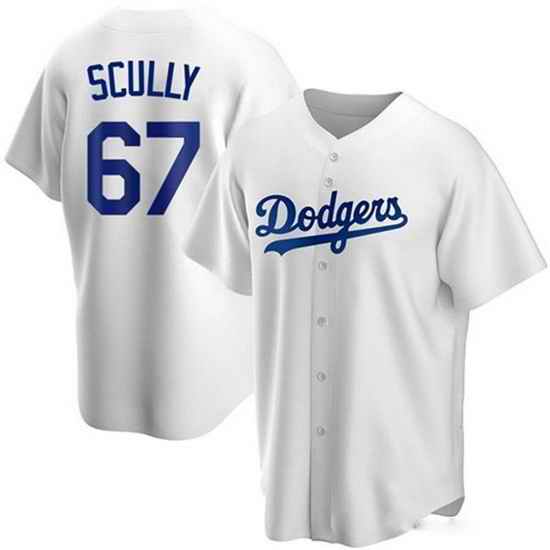 Men Los Angeles Dodgers #67 Vin Scully White Cool Base Stitched Baseball Jersey