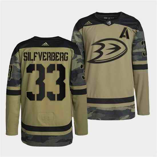Men Anaheim Ducks #33 Jakob Silfverberg 2022 Camo Military Appreciation Night Stitched jerseyy