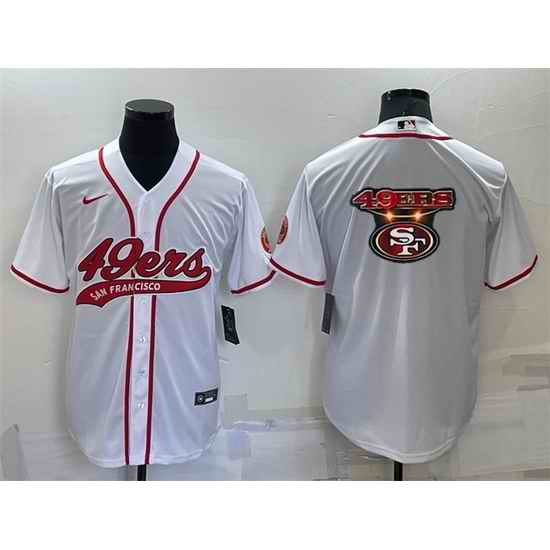 Men San Francisco 49ers White Team Big Logo With Patch Cool Base Stitched Baseb