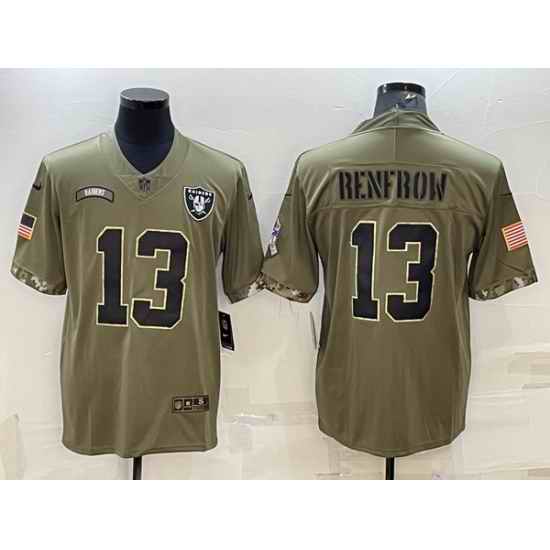 Men Las Vegas Raiders #13 Hunter Renfrow 2022 Olive Salute To Service Limited Stitched Football Jersey
