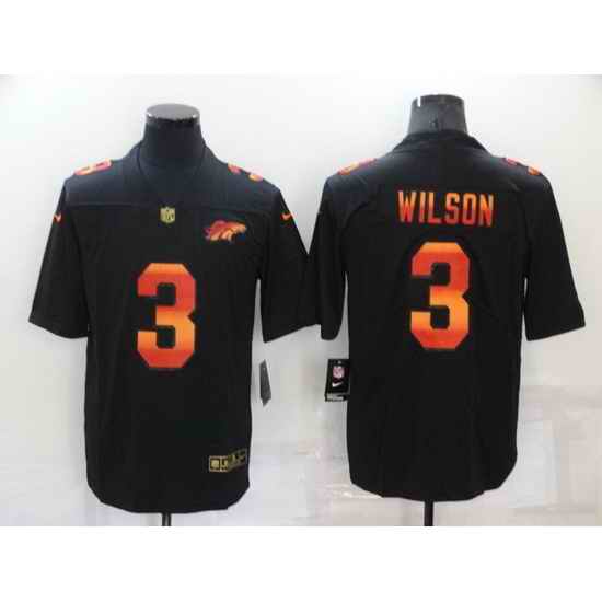 Men Denver Broncos #3 Russell Wilson Black Fashion Limited Stitched jersey