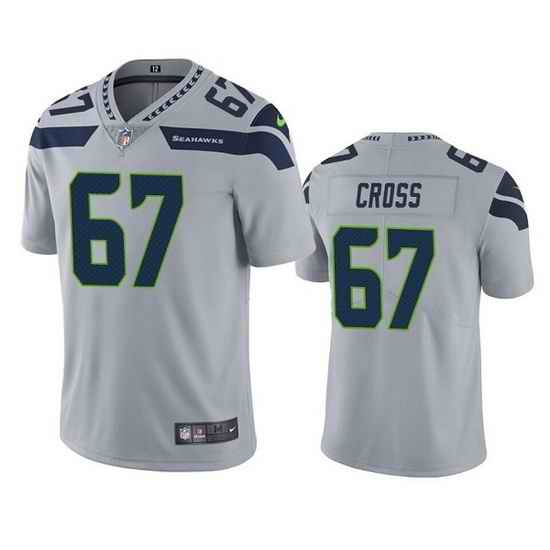 Men Seattle Seahawks #67 Charles Cross Grey Vapor Untouchable Limited Stitched jersey