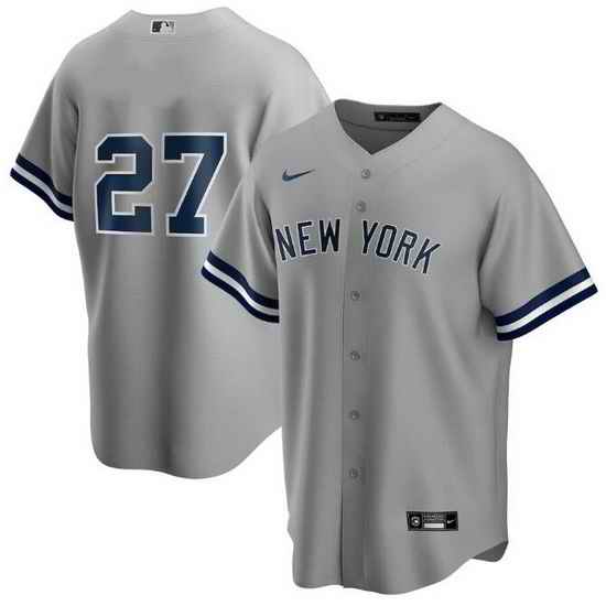 Men New York Yankees #27 Giancarlo Stanton Grey Cool Base Stitched Baseball Jerse