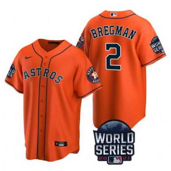 Men Houston Astros #2 Alex Bregman 2021 Orange World Series Cool Base Stitched Baseball Jersey