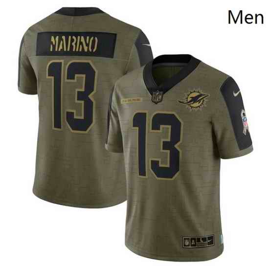 Men's Miami Dolphins Dan Marino Nike Olive 2021 Salute To Service Retired Player Limited Jersey