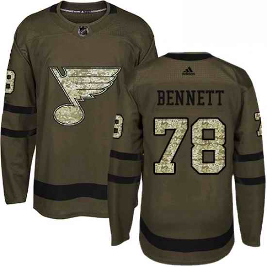 Youth Adidas St Louis Blues #78 Beau Bennett Authentic Green Salute to Service NHL Jersey
