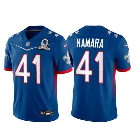 Men 2022 NFL Pro Bowl New Orleans Saints #41 Alvin Kamara NFC Blue Jersey