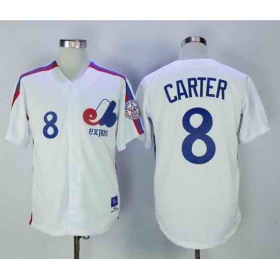 Montreal Expos #8 Gary Carter Baseball Jersey White Retro