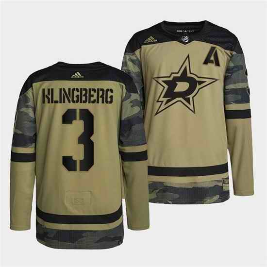 Men Dallas Stars #3 John Klingberg 2022 Camo Military Appreciation Night Stitched jersey