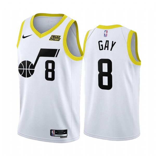 Men's Utah Jazz #8 Rudy Gay White 2022/23 Association Edition Stitched Basketball Jersey