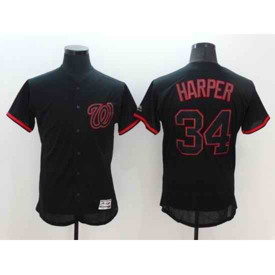 Men Washington Nationals #34 Harper Black Classic Elite 2022 MLB Jersey