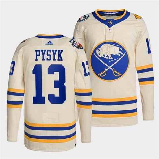 Men Buffalo Sabres #13 Mark Pysyk 2022 Cream Heritage Classic Stitched jersey