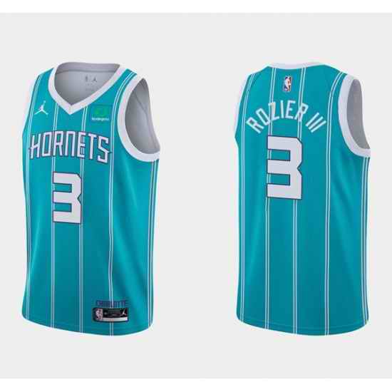 Men Charlotte Hornets #3 Terry Rozier III Aqua Stitched Basketball Jersey