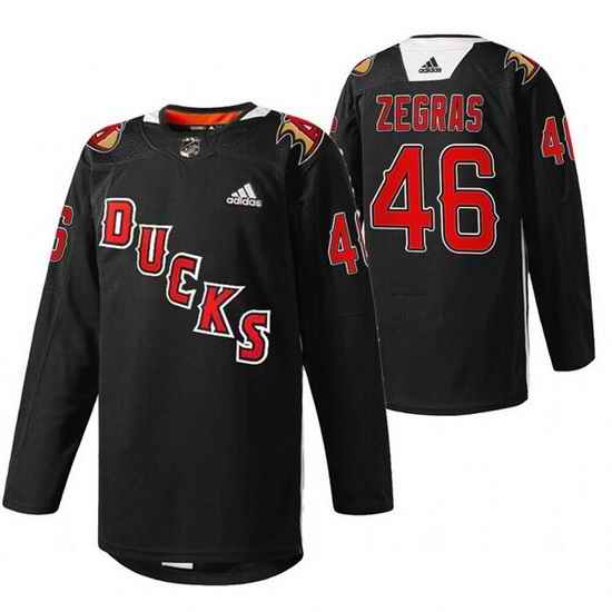 Men Anaheim Ducks #46 Trevor Zegras 2022 Black Angels Night Stitched jersey