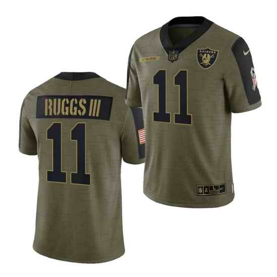 Men Las Vegas Raiders #11 Henry Ruggs III 2021 Olive Salute To Service Limited Stitched Jersey