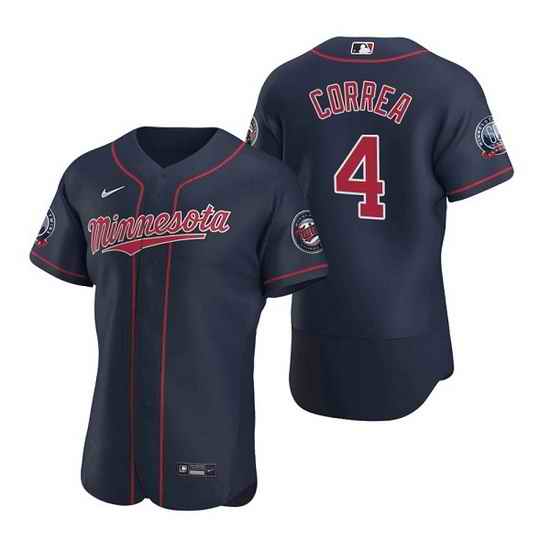Men Minnesota Twins #4 Carlos Correa Navy Flex Base Stitched jersey