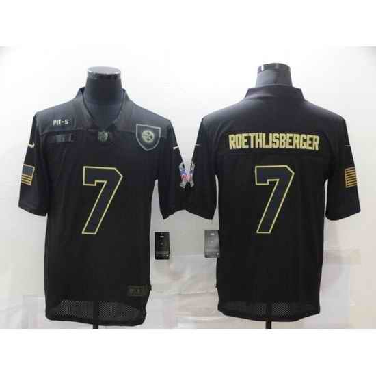 Nike Steelers  #7 Ben Roethlisberger Black 2020 Salute To Service Limited Jersey