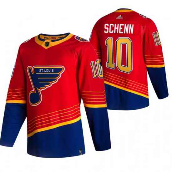 Men St  Louis Blues #10 Brayden Schenn Red Adidas 2020 21 Reverse Retro Alternate NHL Jersey