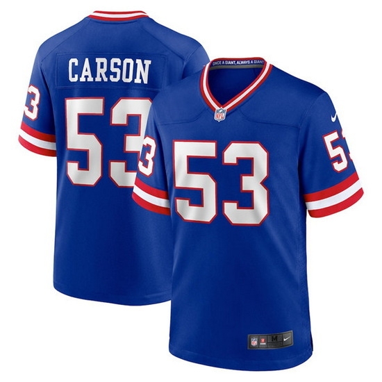 Men New York Giants #53 Harry Carson Royal Classic Retired Player Stitched Game Jersey
