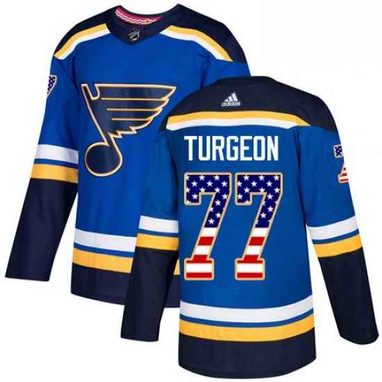 Youth Adidas St Louis Blues #77 Pierre Turgeon Authentic Blue USA Flag Fashion NHL Jersey