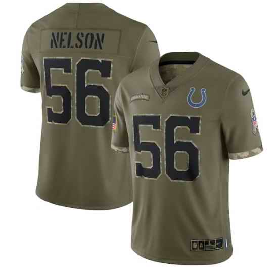 Men Indianapolis Colts #56 Quenton Nelson Olive 2022 Salute To Service Limited Stitched Jersey