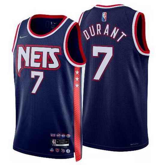 Men Brooklyn Nets #7 Kevin Durant Navy Nike 2021-22 City Edition Swingman Jersey