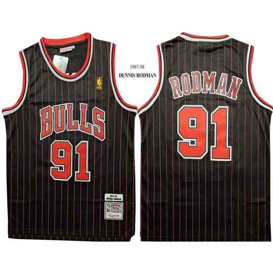 Chicago Bulls #91 Dennis Rodman Black 1997 98 Hardwood Classics Jersey