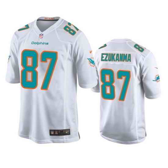 Men Miami Dolphins #87 Erik Ezukanma White Stitched Game Jersey