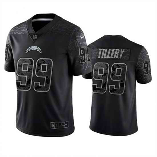 Men Los Angeles Chargers #99 Jerry Tillery Black Reflective Limited Stitched Football Jersey