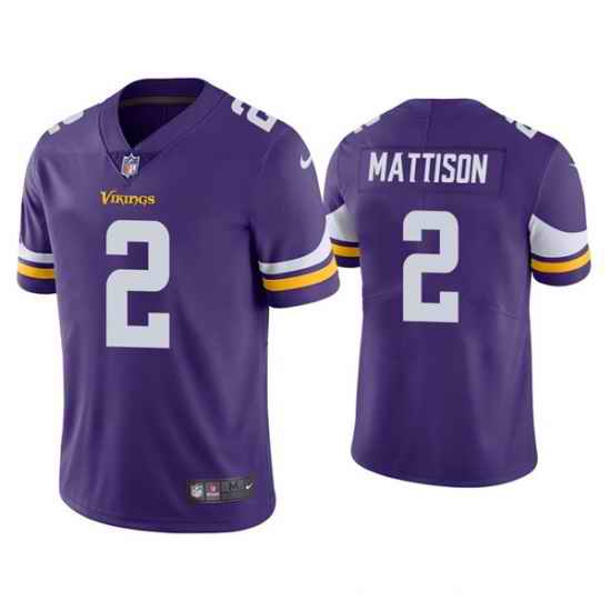 Men Minnesota Vikings #2 Alexander Mattison Purple Vapor Untouchable Limited Stitched Jersey