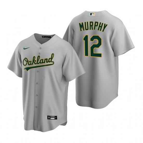 Men Oakland Athletics #12 Sean Murphy Grey Cool Base Stitched Jersey