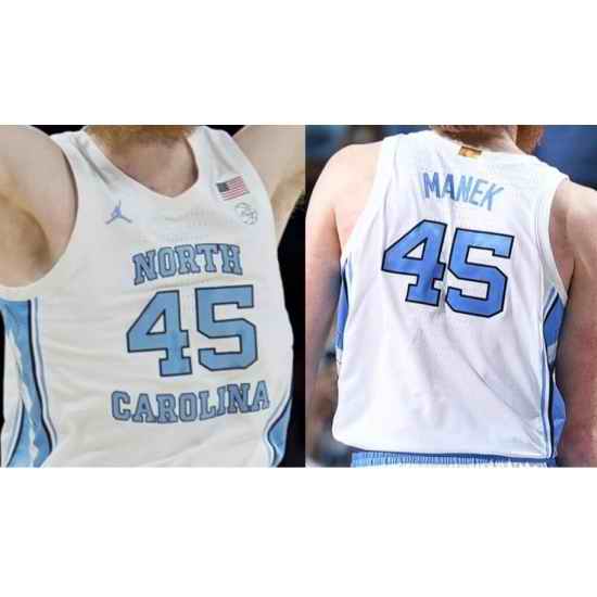 Men North Carolina Tarheels #45 Brady Manek White basketball jerseys