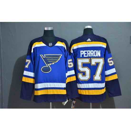Men St.Louis Blues #57 David Perron Blue Adidas Jersey