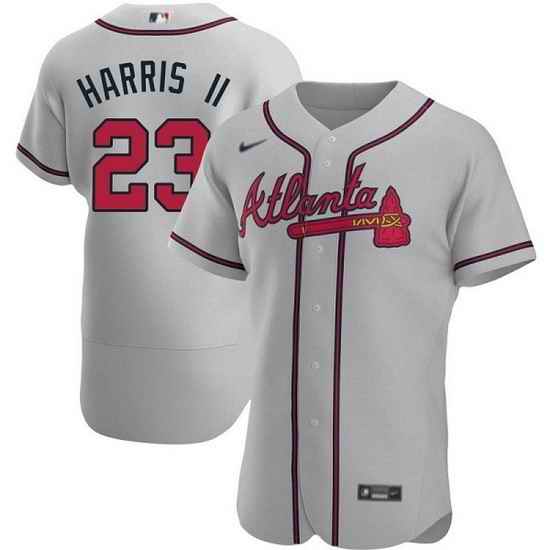 Men Atlanta Braves #23 Michael Harris II Gray Flex Base Stitched Baseball Jersey