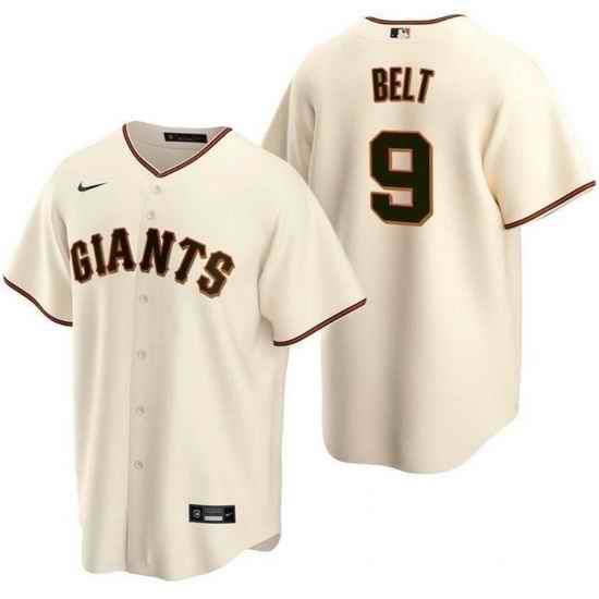 Men San Francisco Giants #9 Brandon Belt Cream Cool Base Stitched Jersey