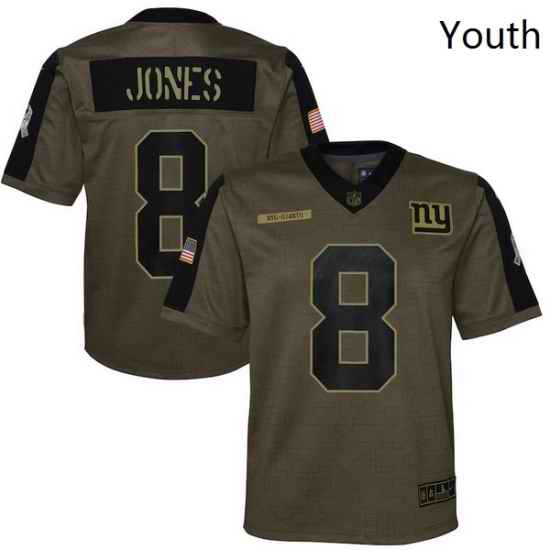Youth New York Giants Daniel Jones Nike Olive 2021 Salute To Service Game Jersey