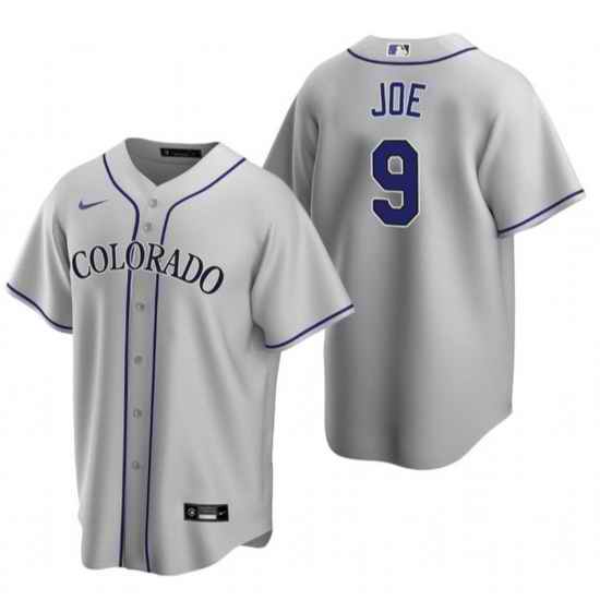 Men Colorado Rockies #9 Connor Joe Grey Stitched Baseball Jerse