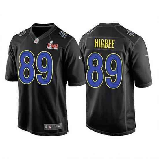 Men Los Angeles Rams #89 Tyler Higbee 2022 Black Super Bowl LVI Game Stitched Jersey