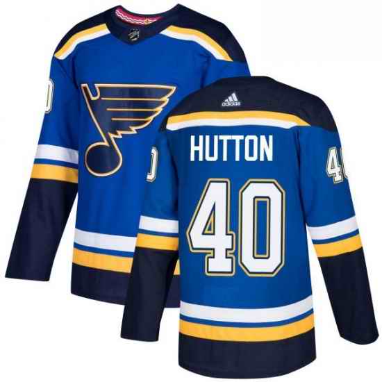 Mens Adidas St Louis Blues #40 Carter Hutton Authentic Royal Blue Home NHL Jersey