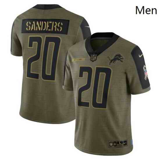 Men's Detroit Lions Barry Sanders Nike Olive 2021 Salute To Service Retired Player Limited Jersey