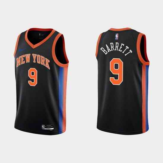 Men New Yok Knicks #9 RJ Barrett 2022 23 Black City Edition Stitched Basketball Jersey