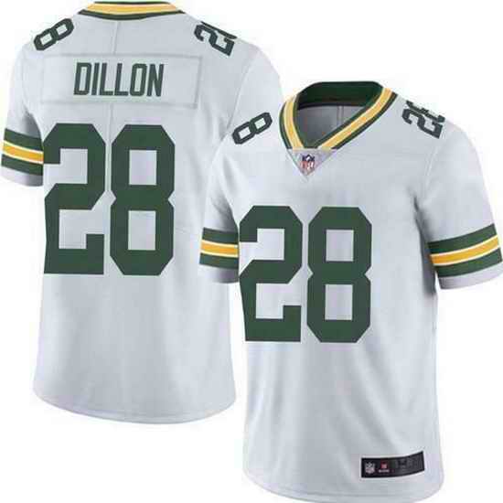 Youth Green Bay Packers #28 A J Dillon 2021 White Vapor Limited Stitched Football Jersey