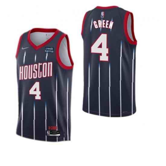 Men Houston Rockets #4 Jalen Green 2021 22 City Edition 75th Anniversary Navy Stitched Basketball Jersey