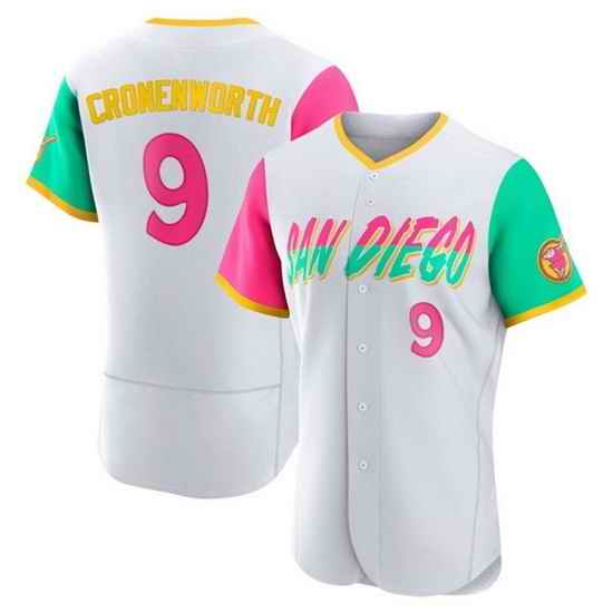 Men San Diego Padres #9 Jake Cronenworth 2022 White City Connect Flex Base Stitched Baseball Jersey