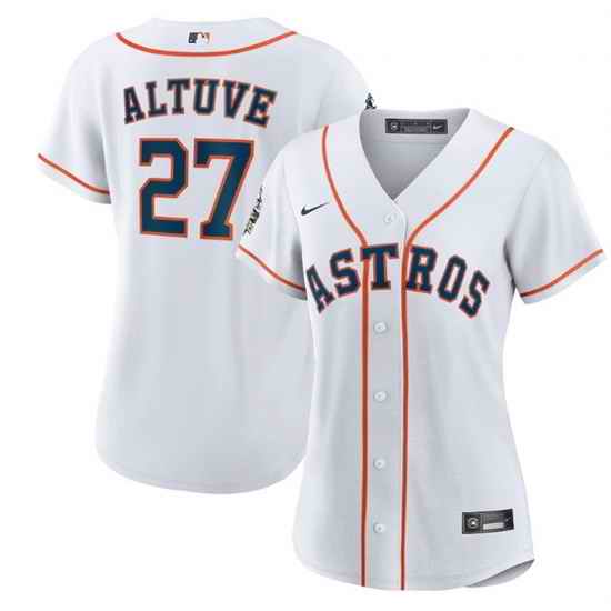 Women Houston Astros #27 Jose Altuve White 2022 World Series Cool Base Stitched Baseball Jersey