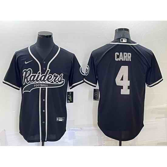 Men Las Vegas Raiders #4 Derek Carr Black Cool Base Stitched Baseball Jersey